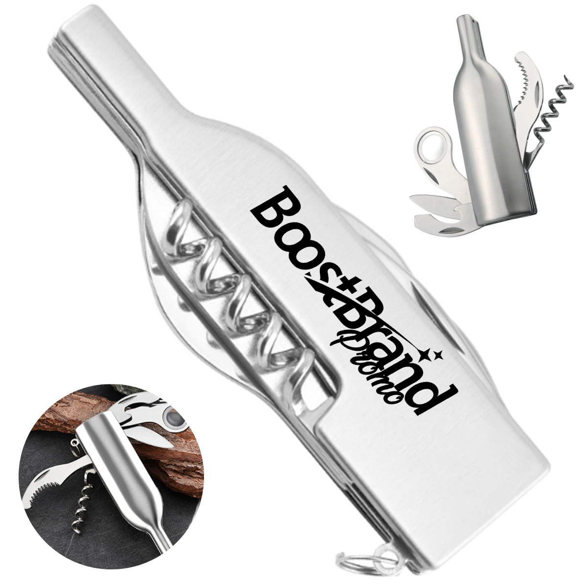 Wine Bottle Shaped Multi Tool Keychain