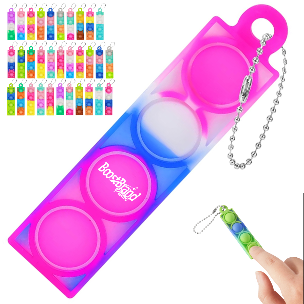 Rainbow Silicone Pop It Fidget Keychain Toy