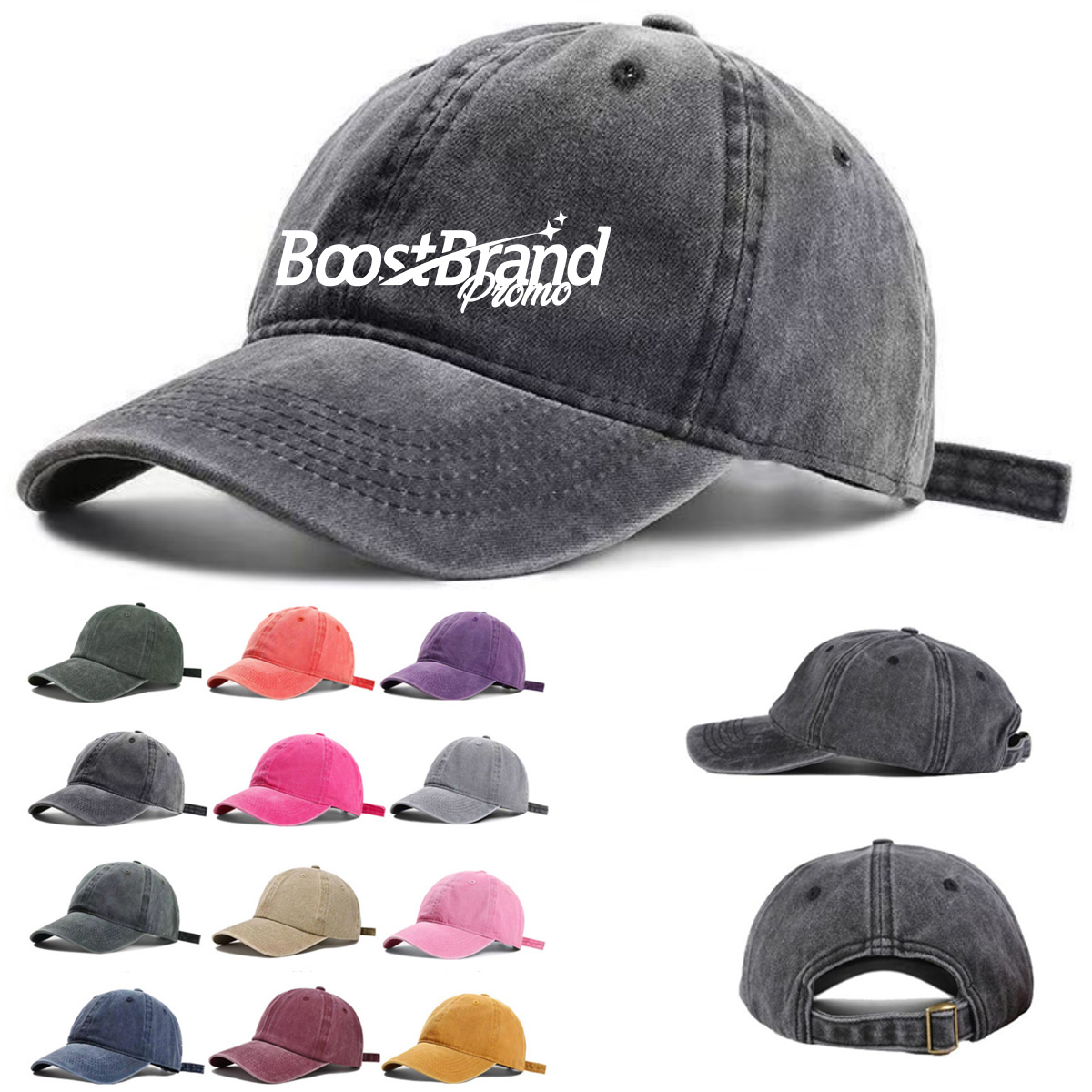 Vintage Washed Cotton Baseball Cap Adjustable Dad Hat