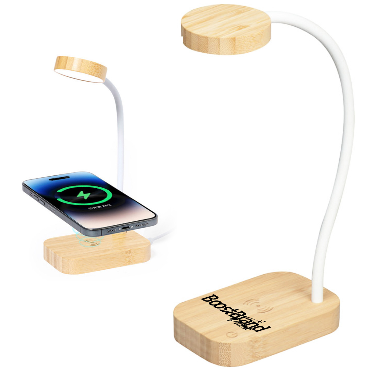 Bamboo Wireless Charging Lamp with LED Light