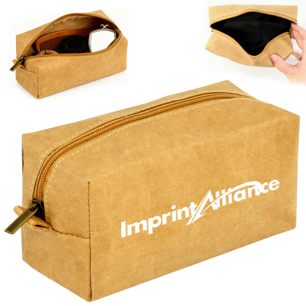 Eco Tyvek Paper Cosmetic Bag with Zipper Closure