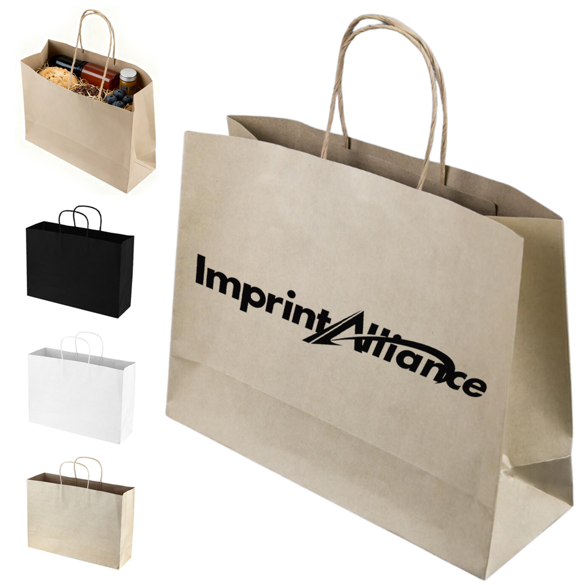 Recycled Kraft Paper Shopping Bag with Twisted Handles