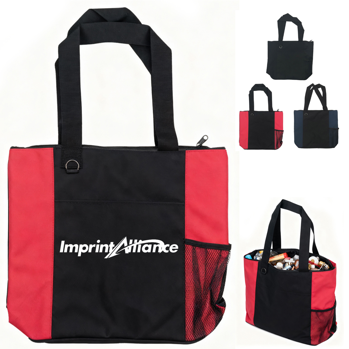 Two Tone Nylon Utility Tote W/ Mesh Pocket & Earbud Port