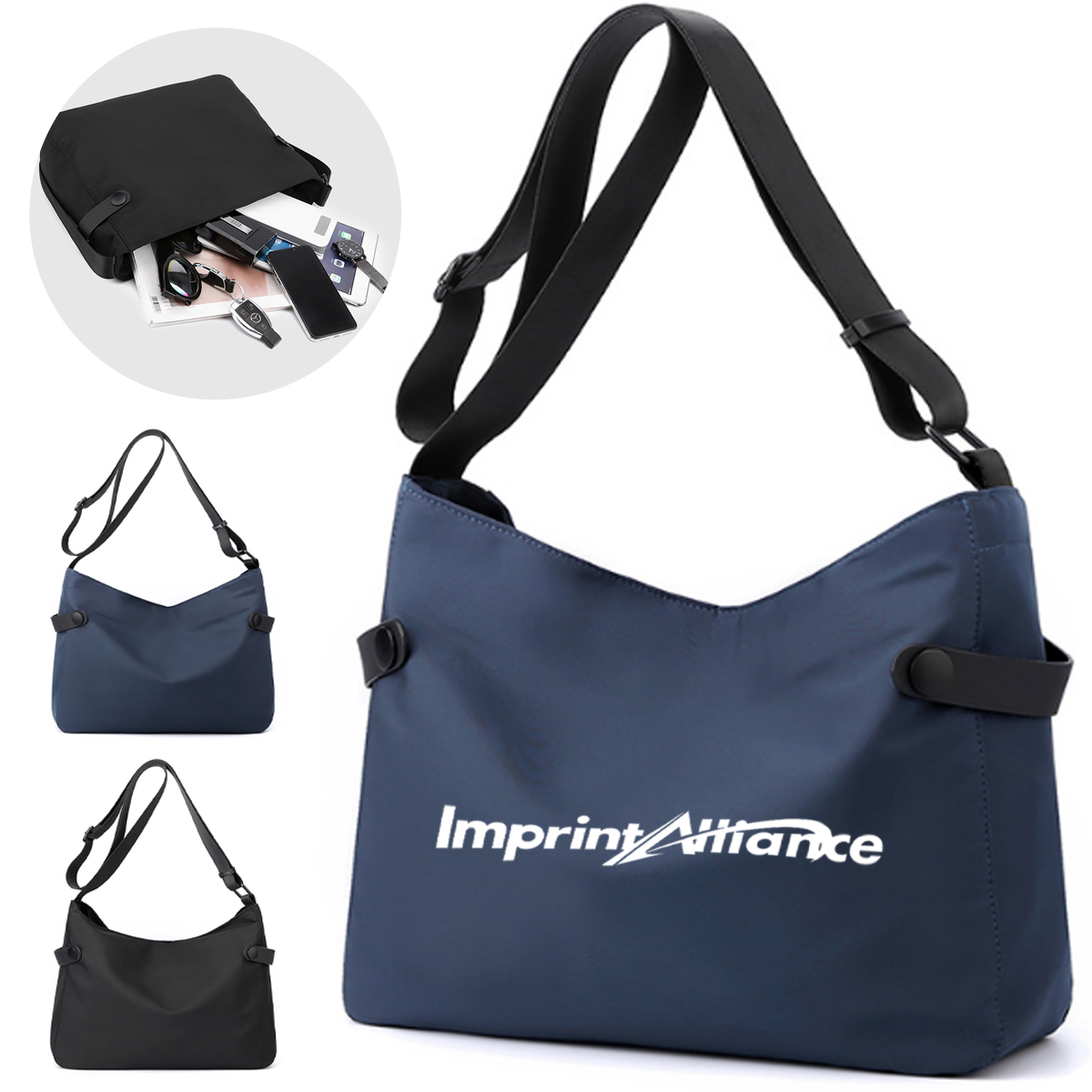 10L Lightweight Nylon Shoulder Bag with Adjustable Strap