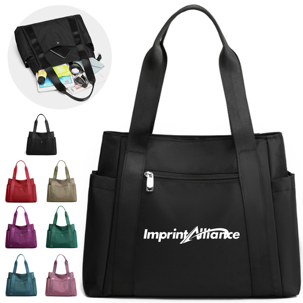 Water Resistant Nylon Multi Pocket Tote Bag for Work