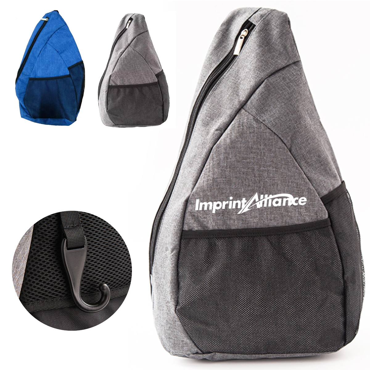 Gray Pickleball Paddle Bag with Hanging Hook Design