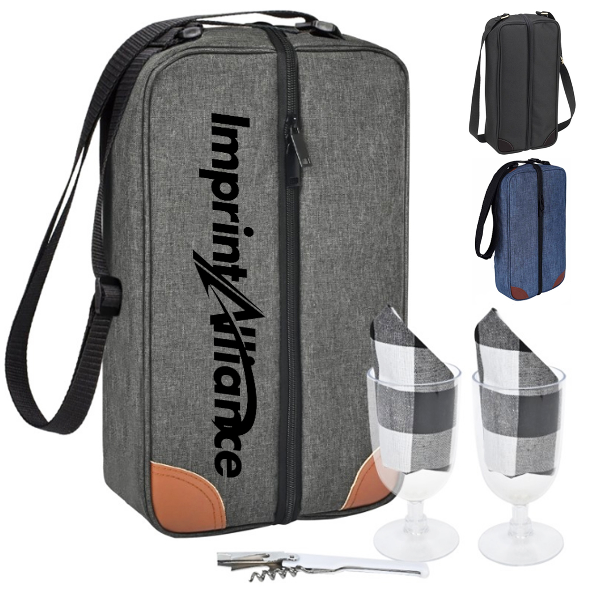 Double Wine Tote Bag with Accessories and Shoulder Strap