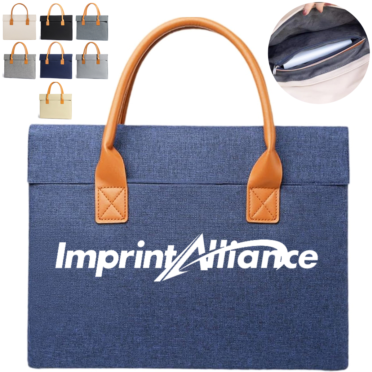 Nylon Tote Briefcase with PU Leather Handles
