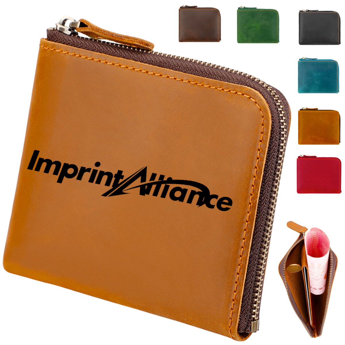 PU Leather Zipper Coin Purse with Card Pocket