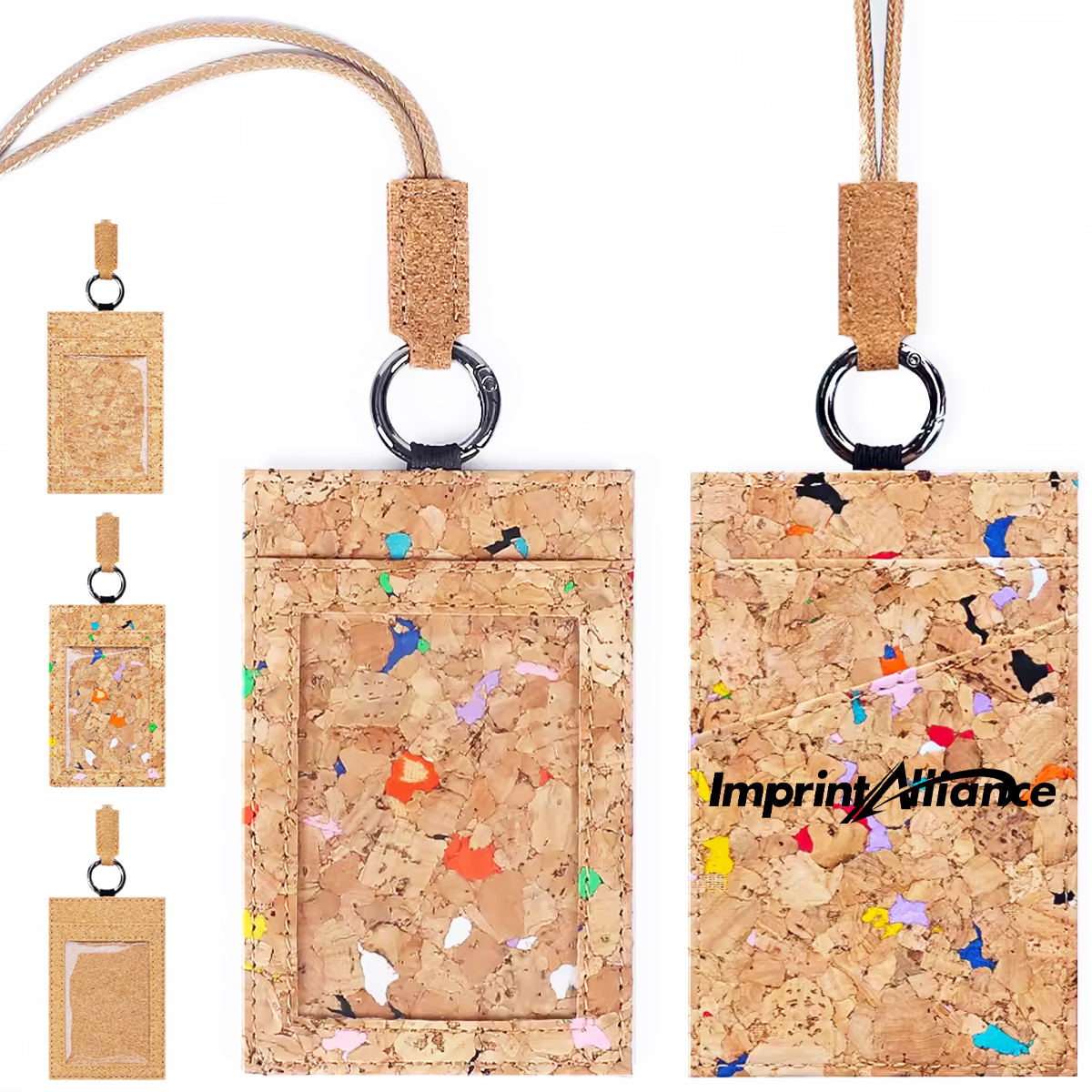 Cork ID Badge Holder with Lanyard and Transparent Window