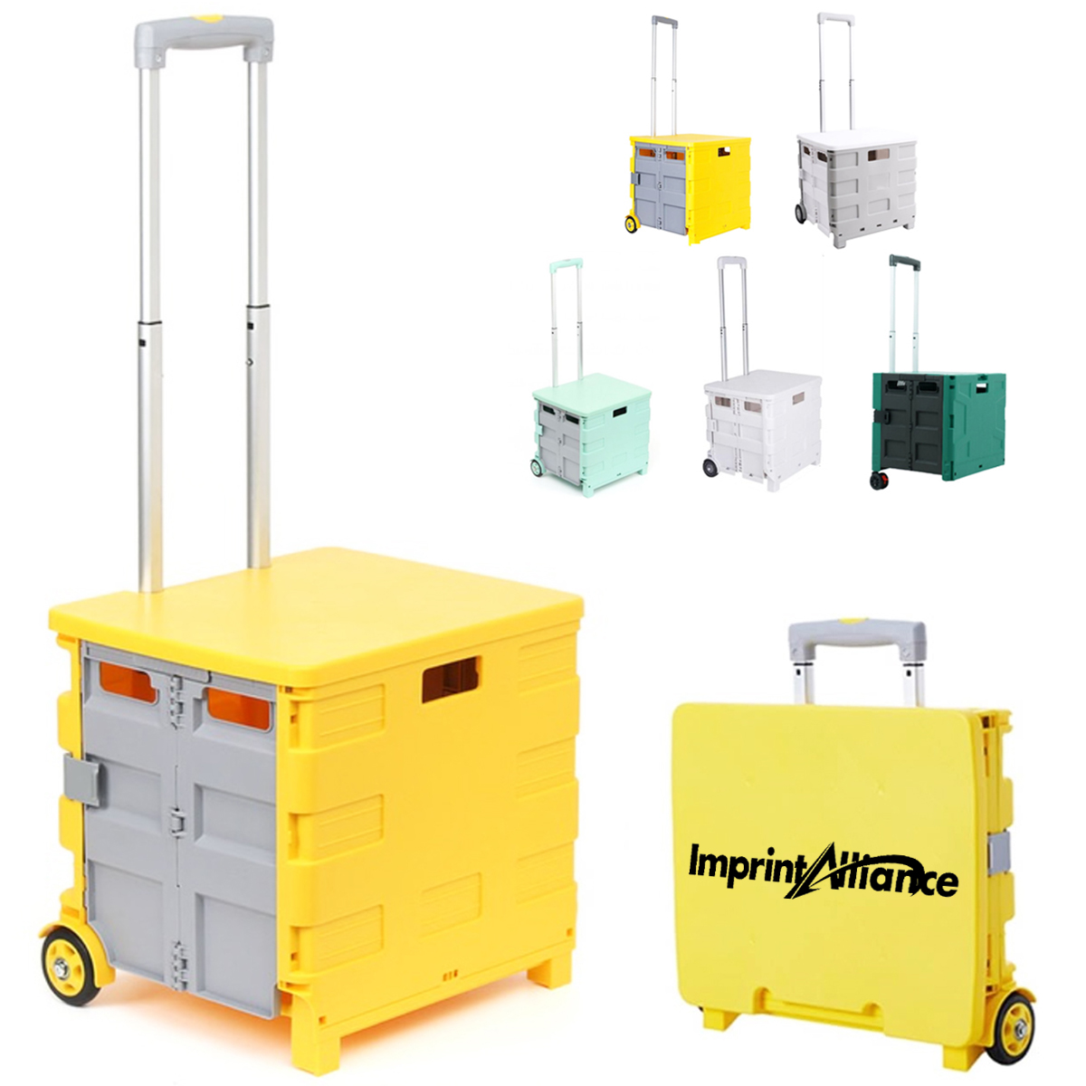50L Foldable Rolling Crate with Telescopic Handle