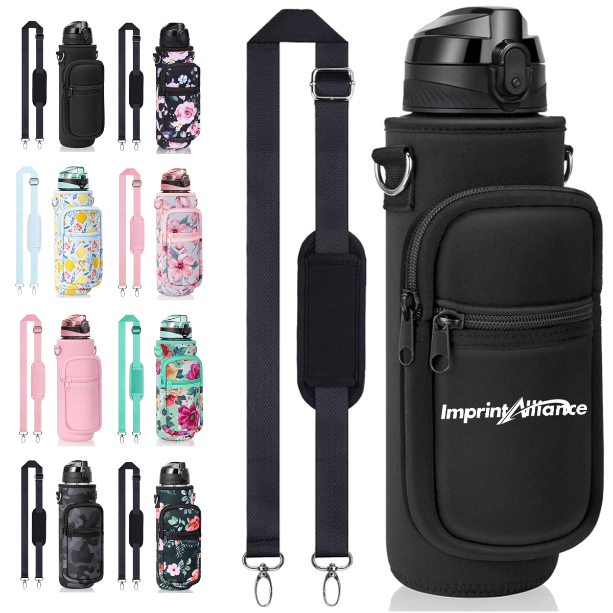 40oz Neoprene Water Bottle Sleeve with Strap