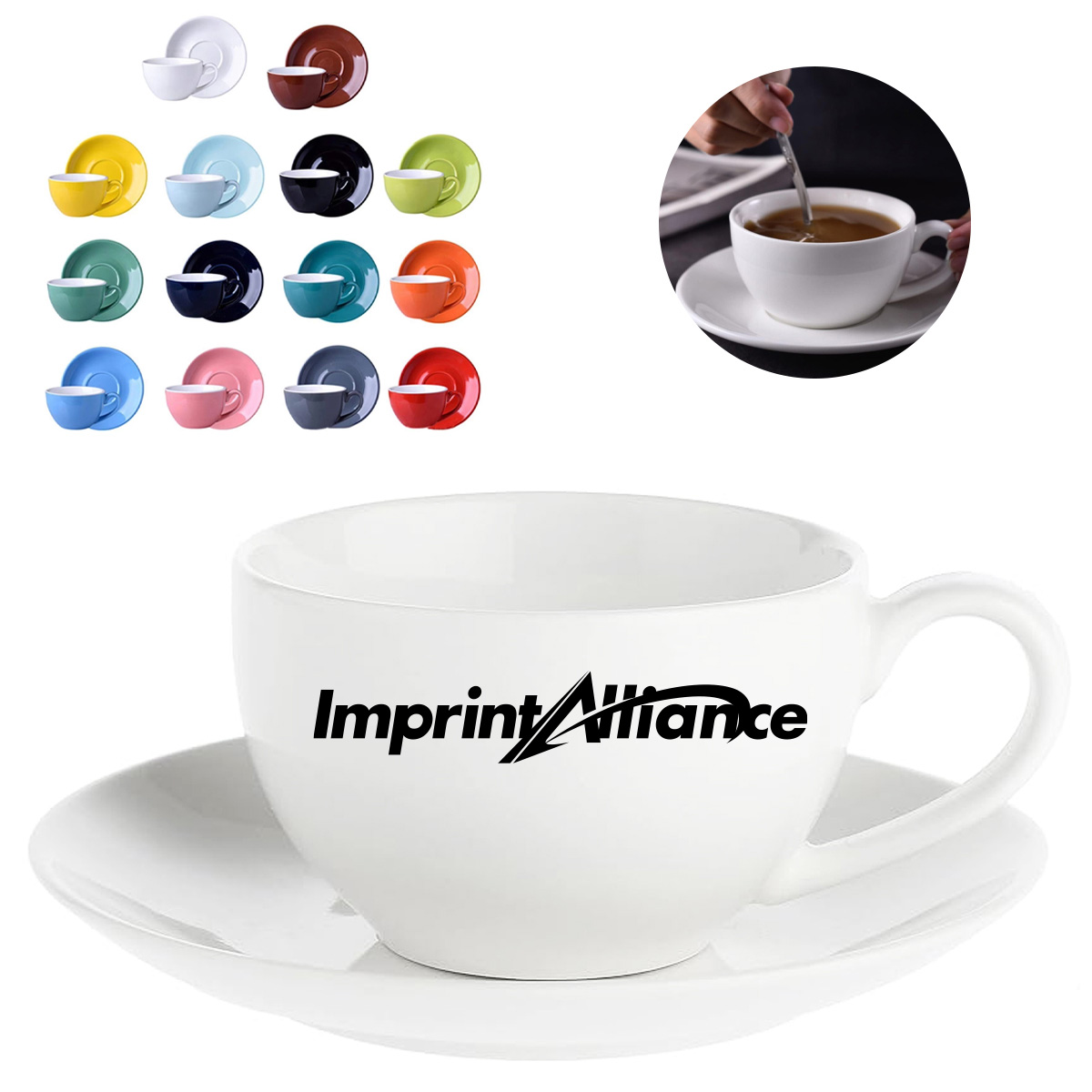 10 oz. Ceramic Cup and Saucer Set for Coffee & Tea