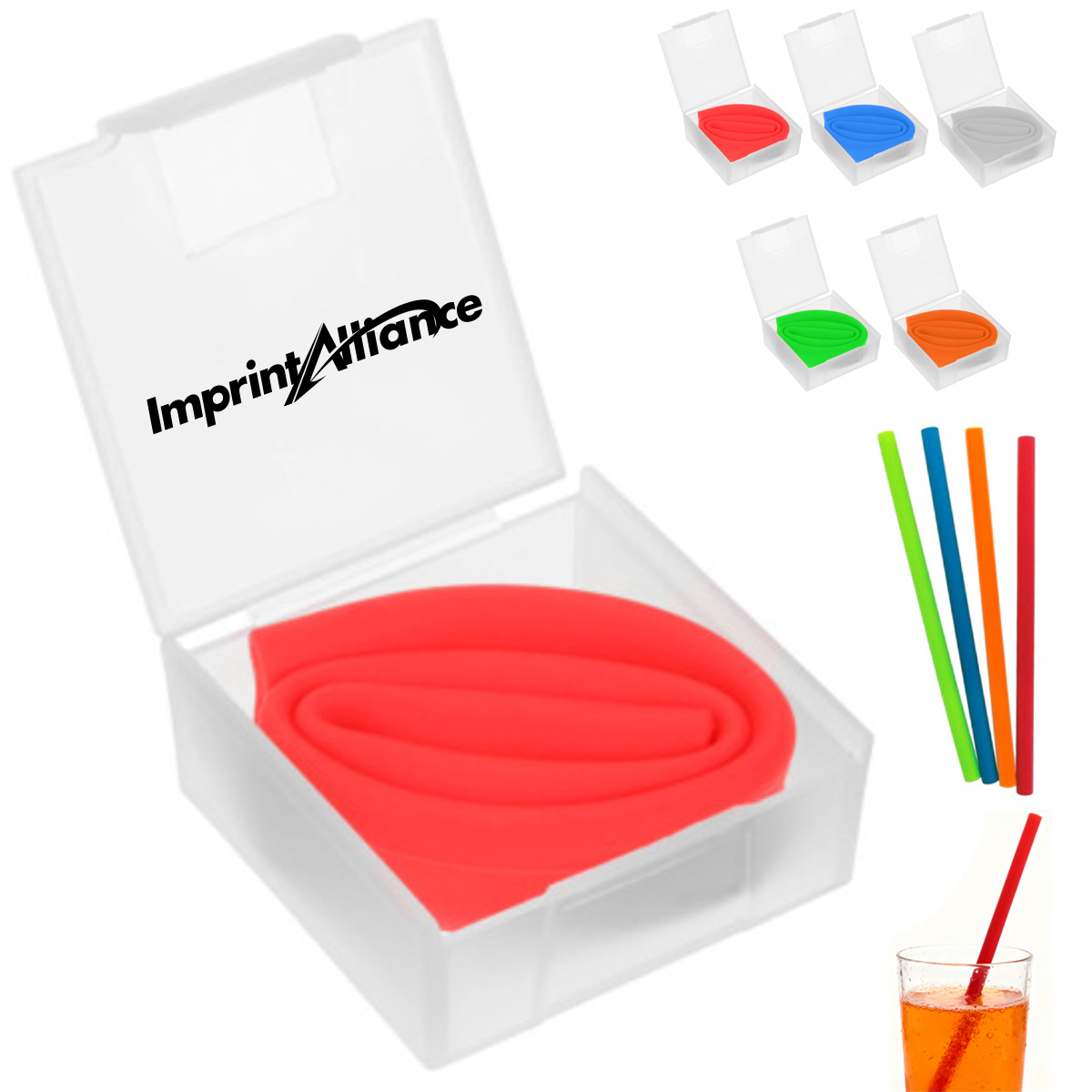 Reusable Silicone Straw Set with Foldable Design & Case