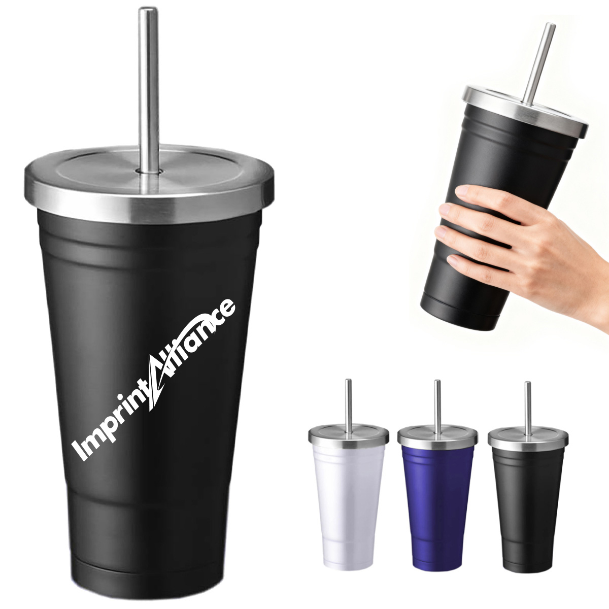 17 oz. Stainless Steel Tumbler with Straw & Lid