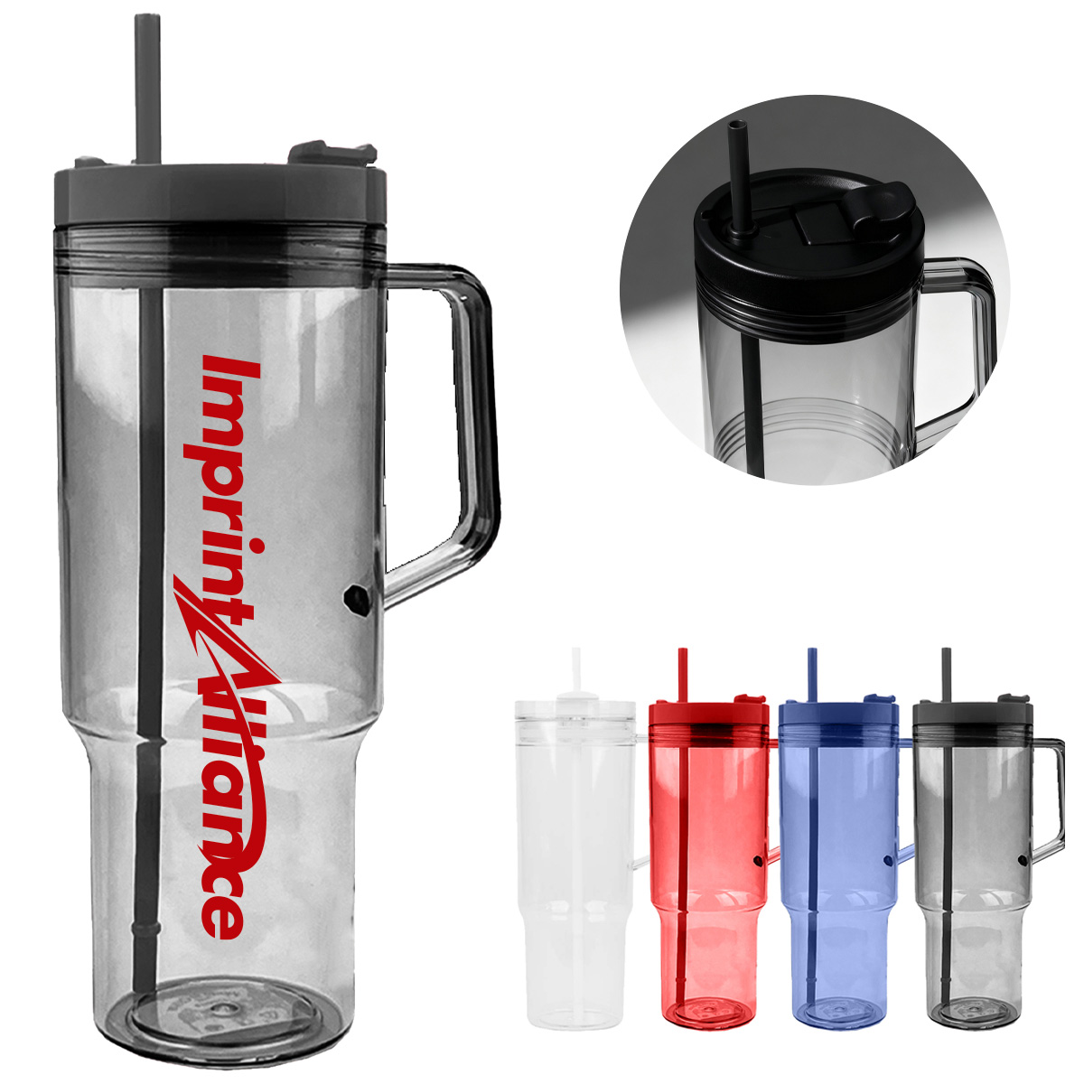 45 oz. Large Plastic Tumbler with Handle & Straw
