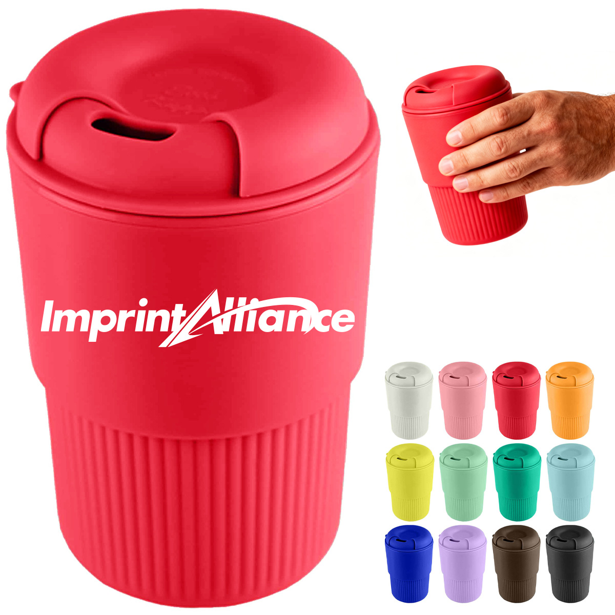12 oz. Reusable Silicone Travel Cup with Grip Sleeve