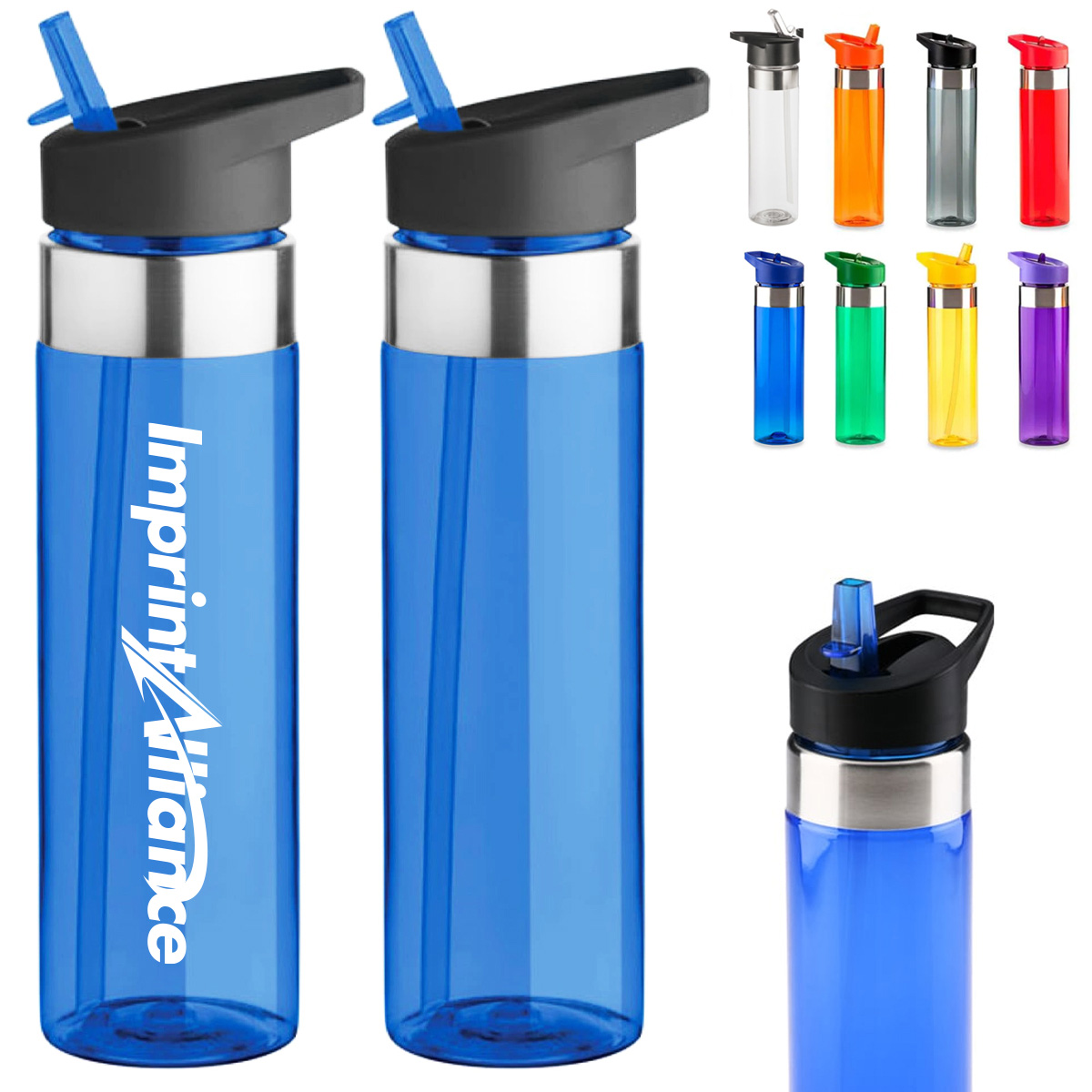 20 oz. Clear Plastic Sports Bottle with Straw Lid