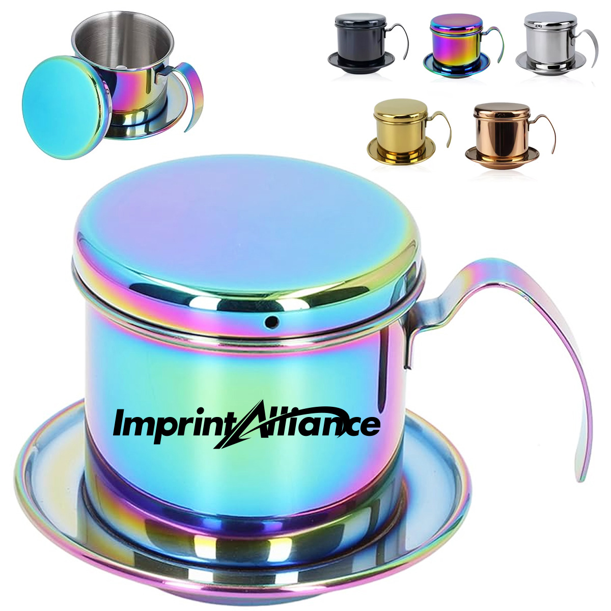 Stainless Steel Vietnamese Coffee Filter Cup w/ Lid and Base