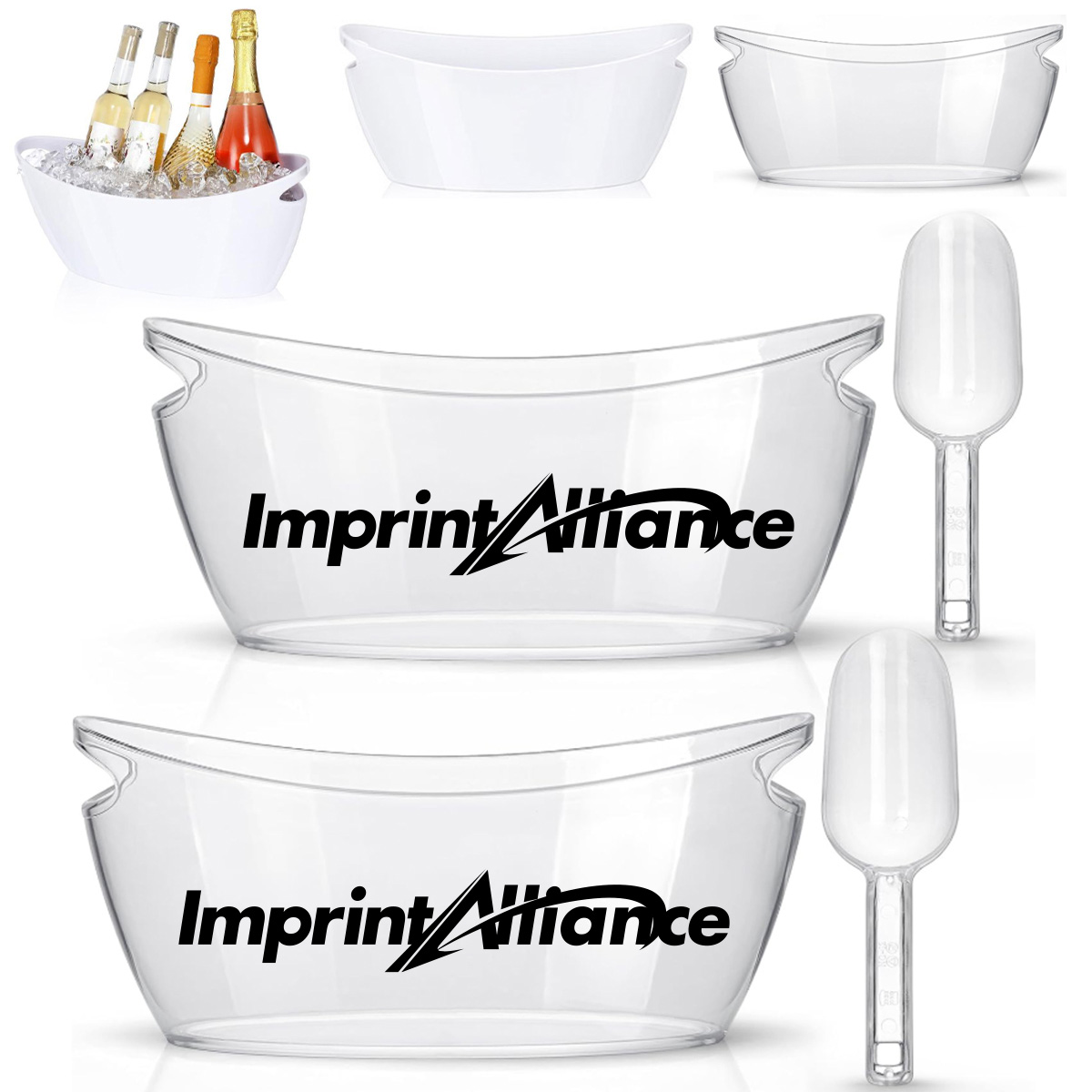 6L Clear Plastic Ice Bucket with Scoop for Parties