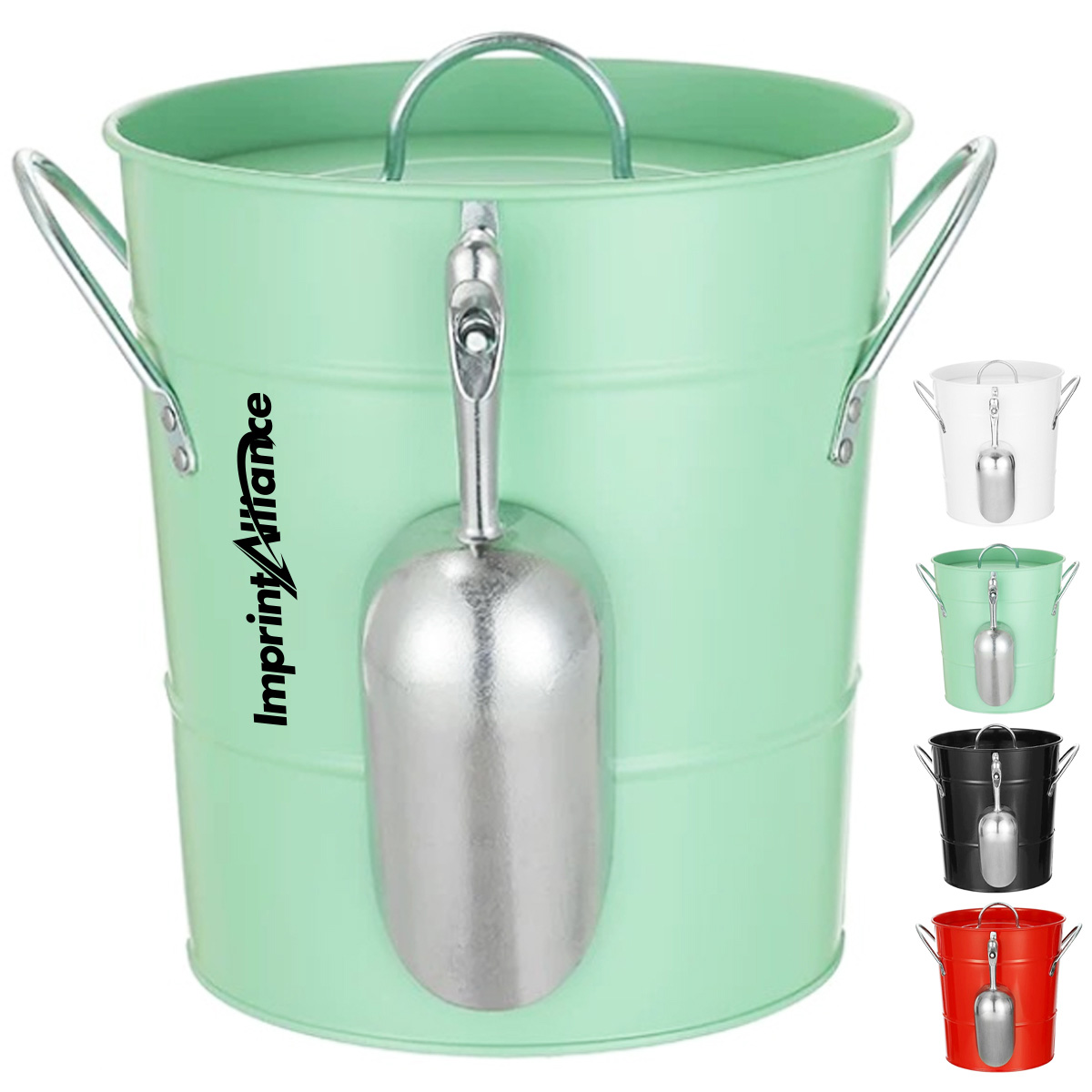 3.5L Metal Ice Bucket with Handle and Scoop