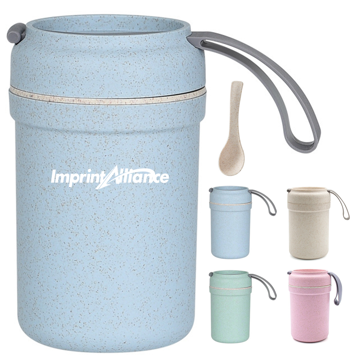 12oz. Eco Wheat Straw Insulated Breakfast Cup w/ Lid Handle
