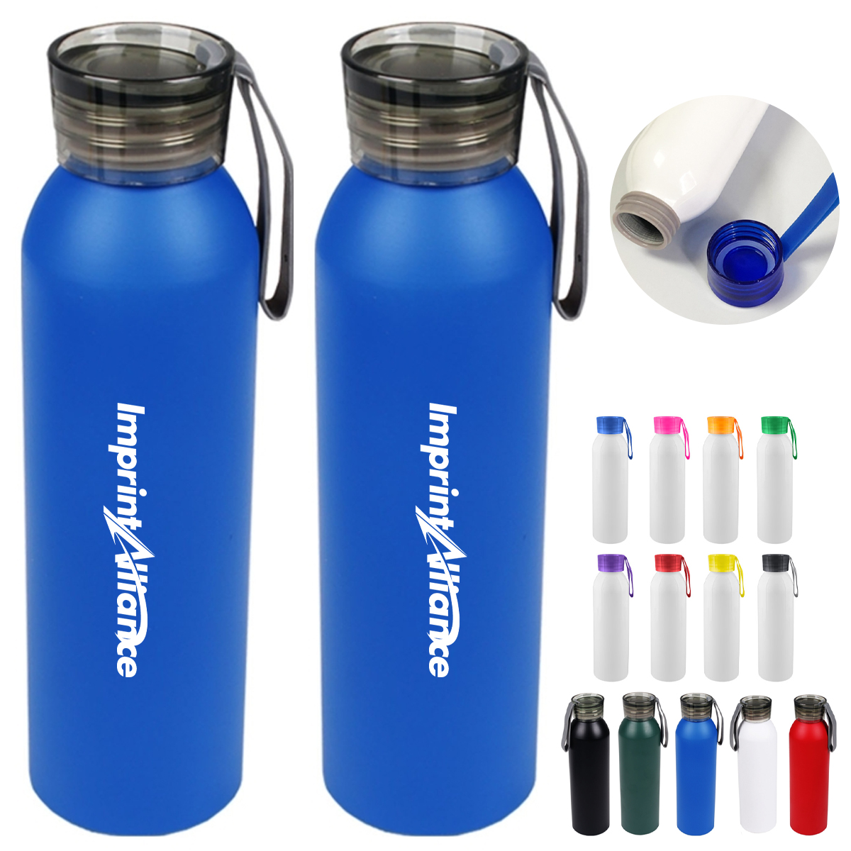 20oz Silicone Grip Plastic Water Bottle with Carry Strap