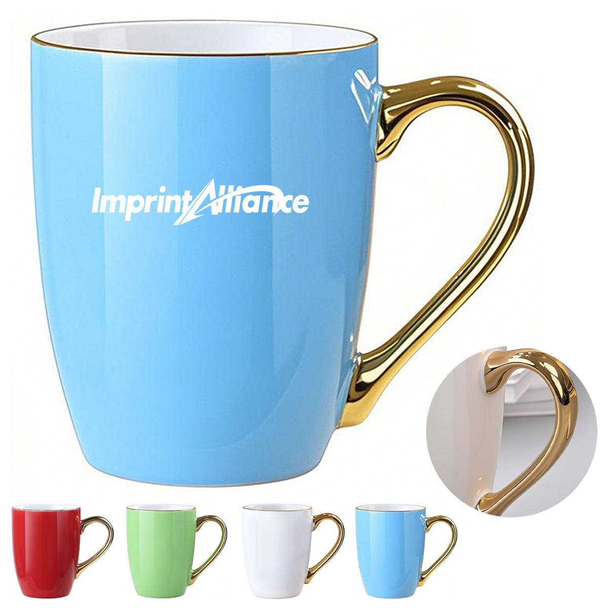 12oz. Ceramic Mug with Gold Handle and Premium Gloss Finish