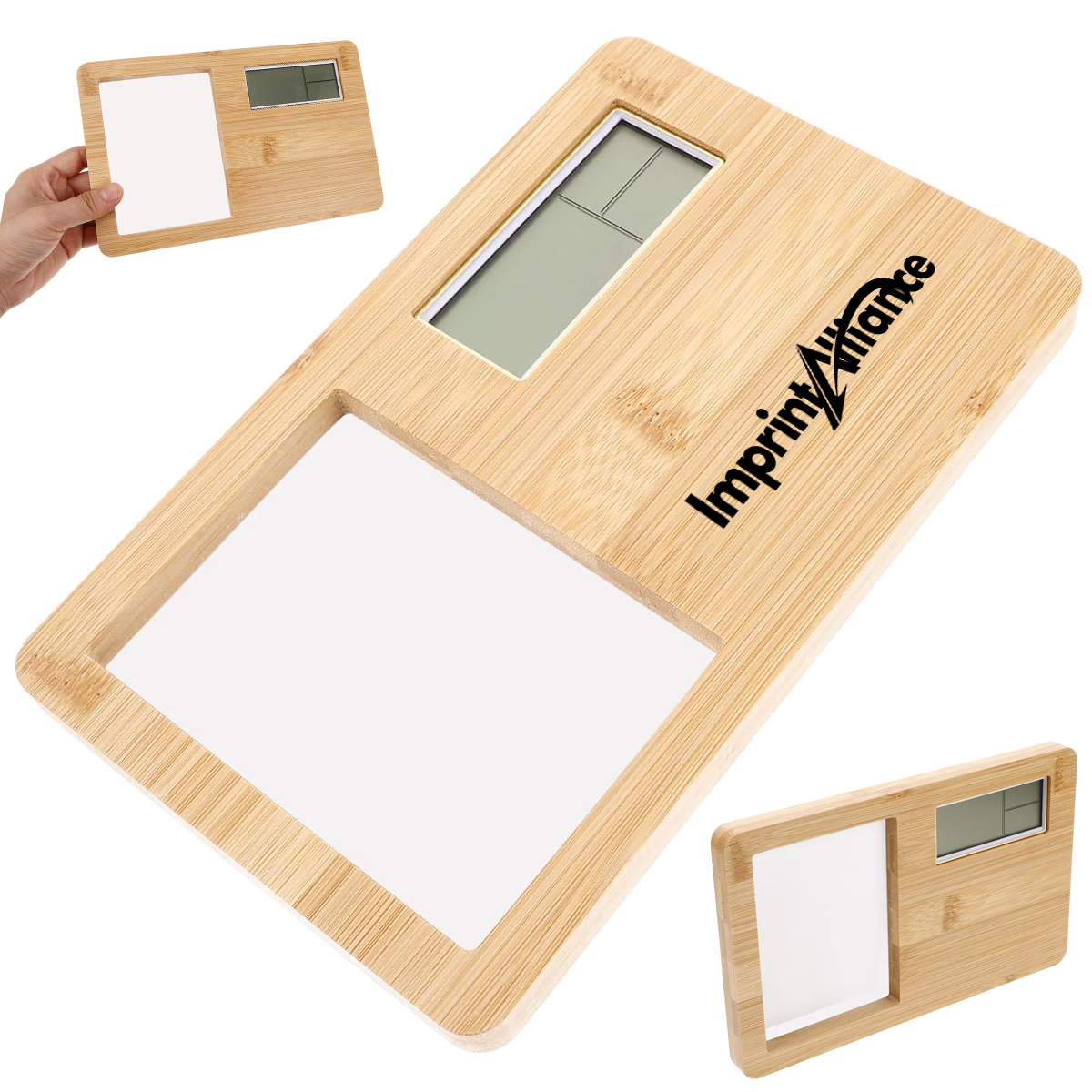 Bamboo Digital Clock with LED Display and Night Light
