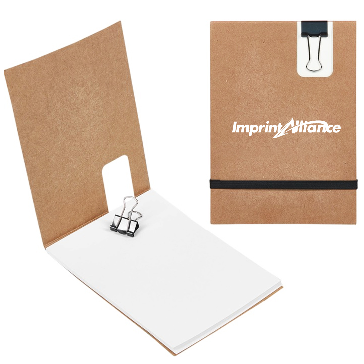 Pocket Kraft Notepad with Binder Clip and Elastic Band