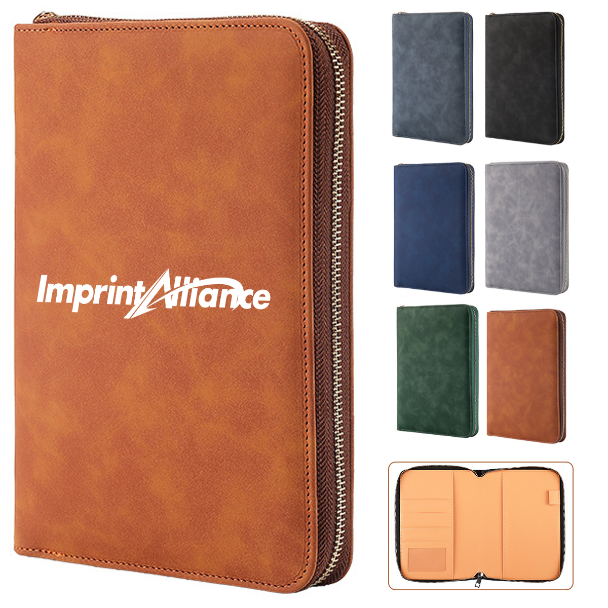 A5 PU Leather Zippered Portfolio with Binder Organizer