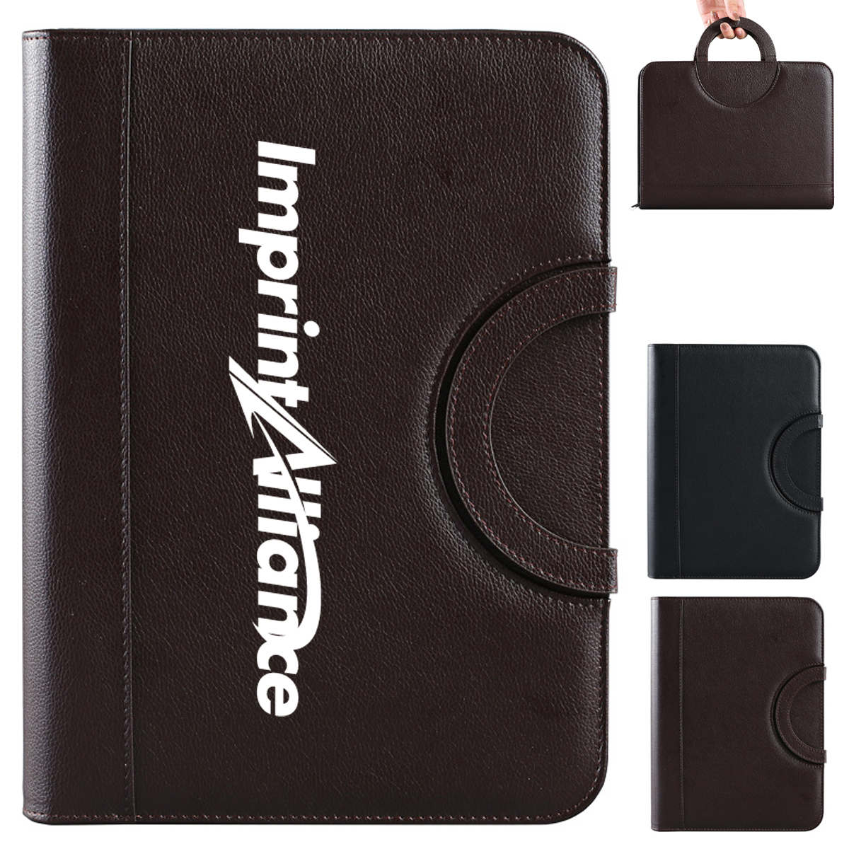 A4 PU Leather Zipper Portfolio with Handle and Calculator