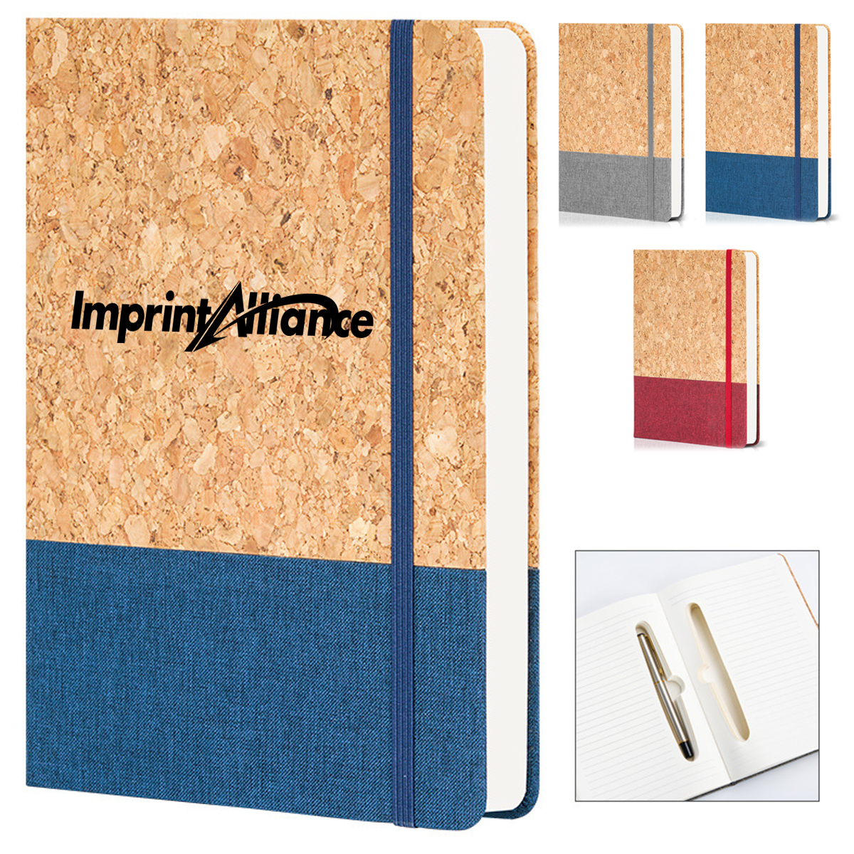 Eco Cork and Linen A5 Notebook with Elastic Band