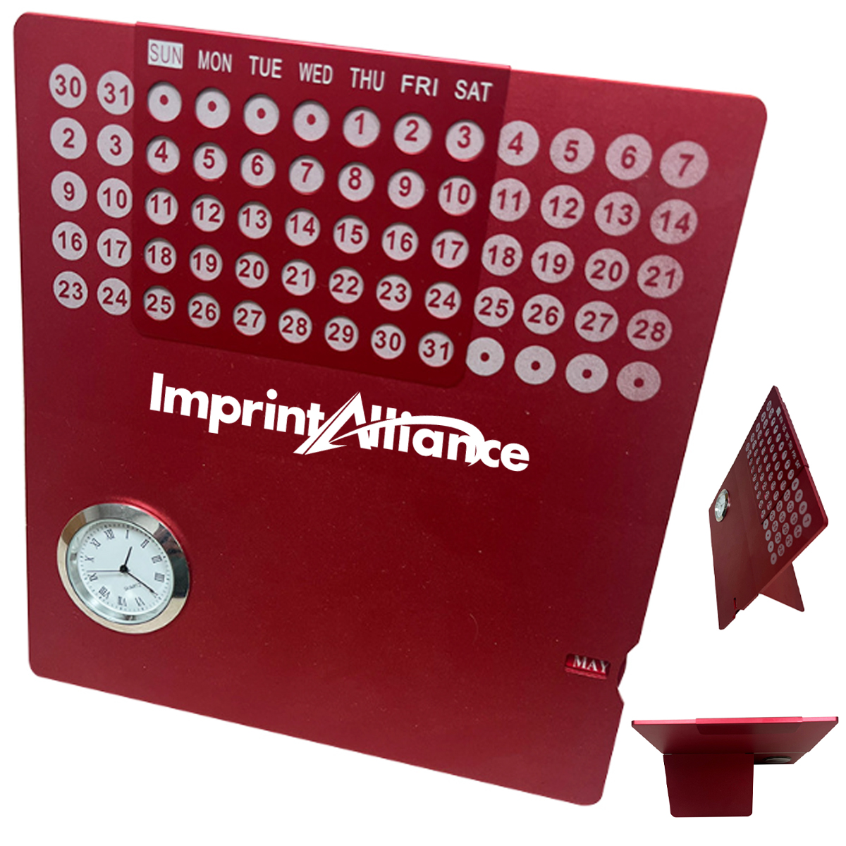 Metal Perpetual Calendar Desk Clock Organizer