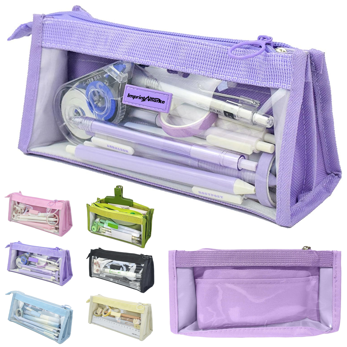 Large Capacity Transparent Pencil Case with Zipper