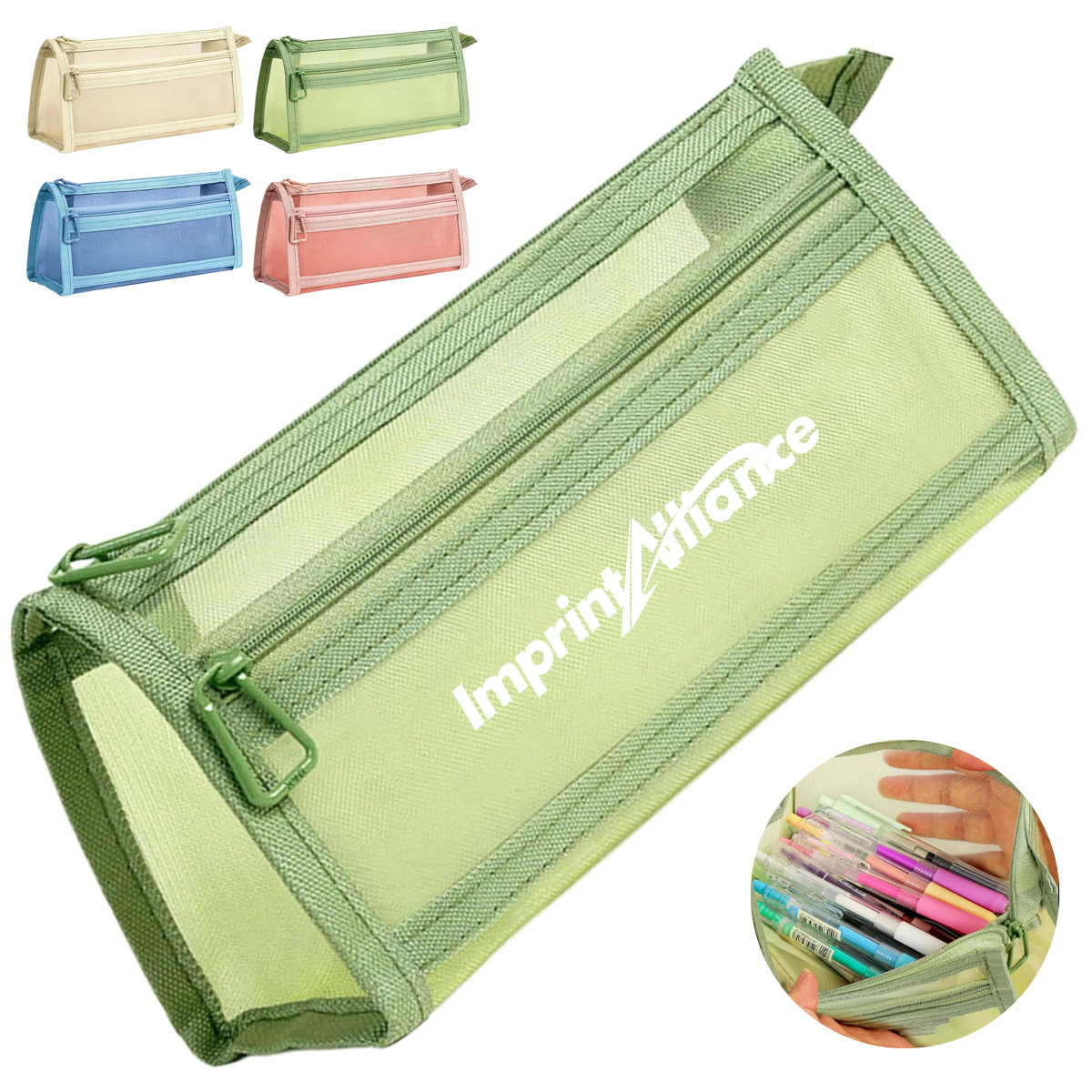 Mesh Transparent Pencil Case with Zipper Pocket