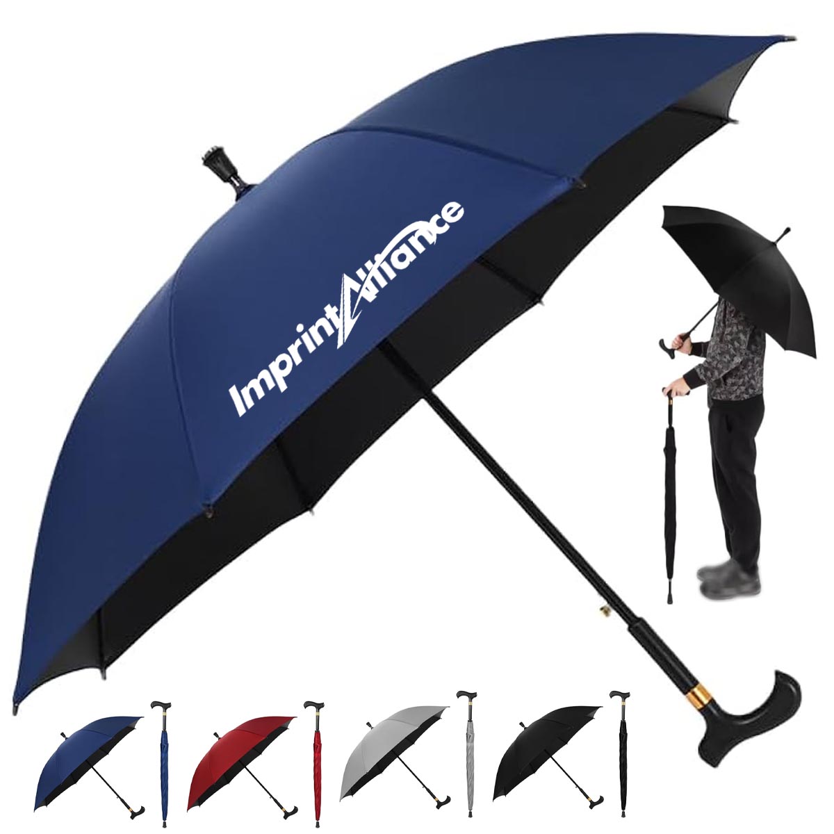 41"  Walking Stick Safety Umbrella With Non-Slip Tip