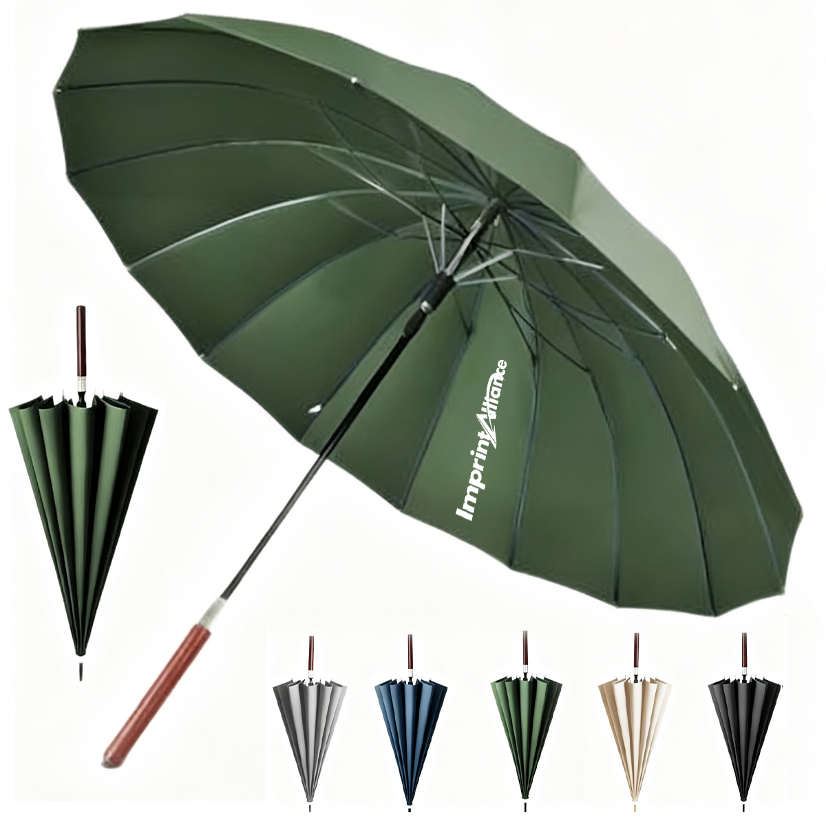 47" Business Stick Umbrella With Wood Handle