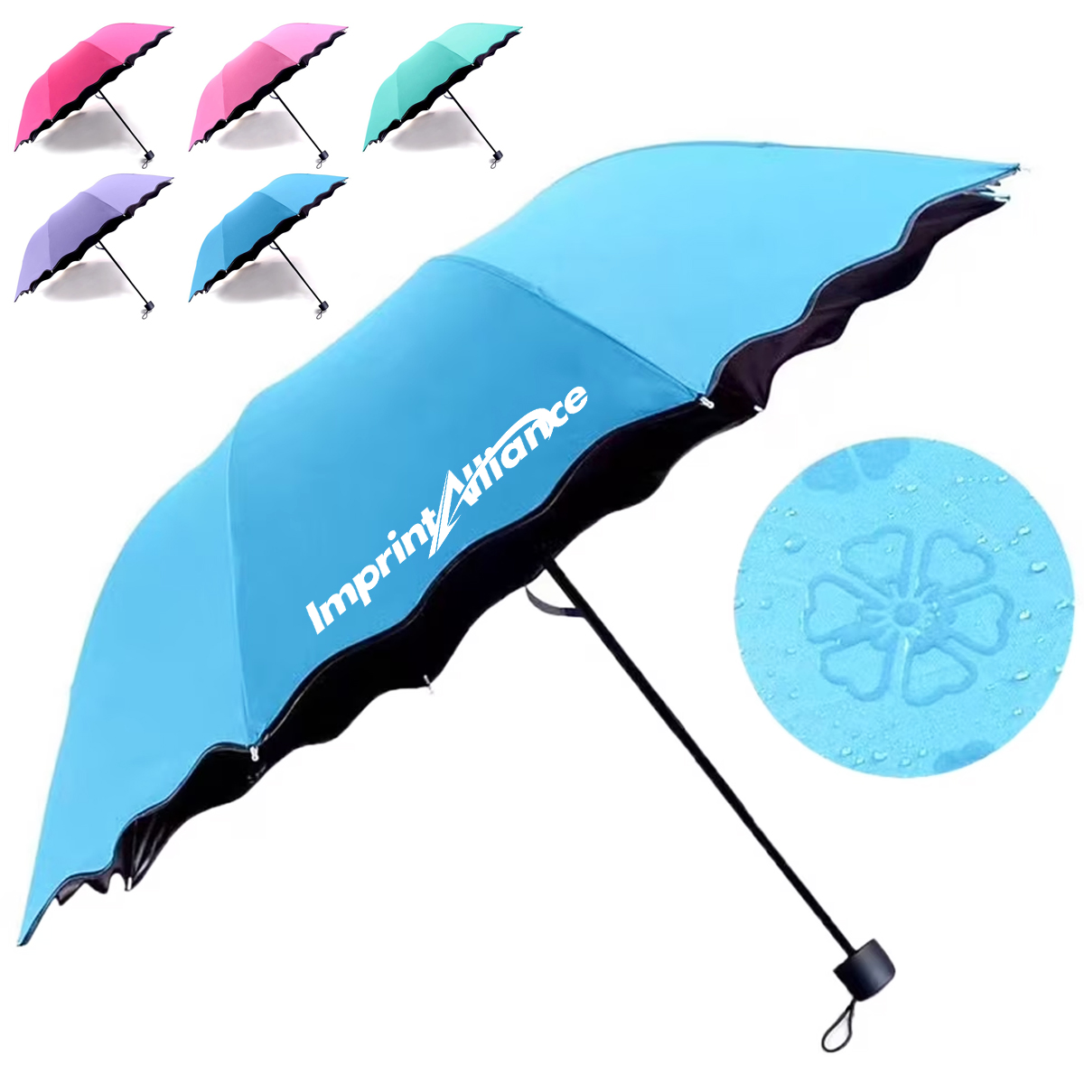 38" Magic Blossom Water Activated Anti UV Folding Umbrella