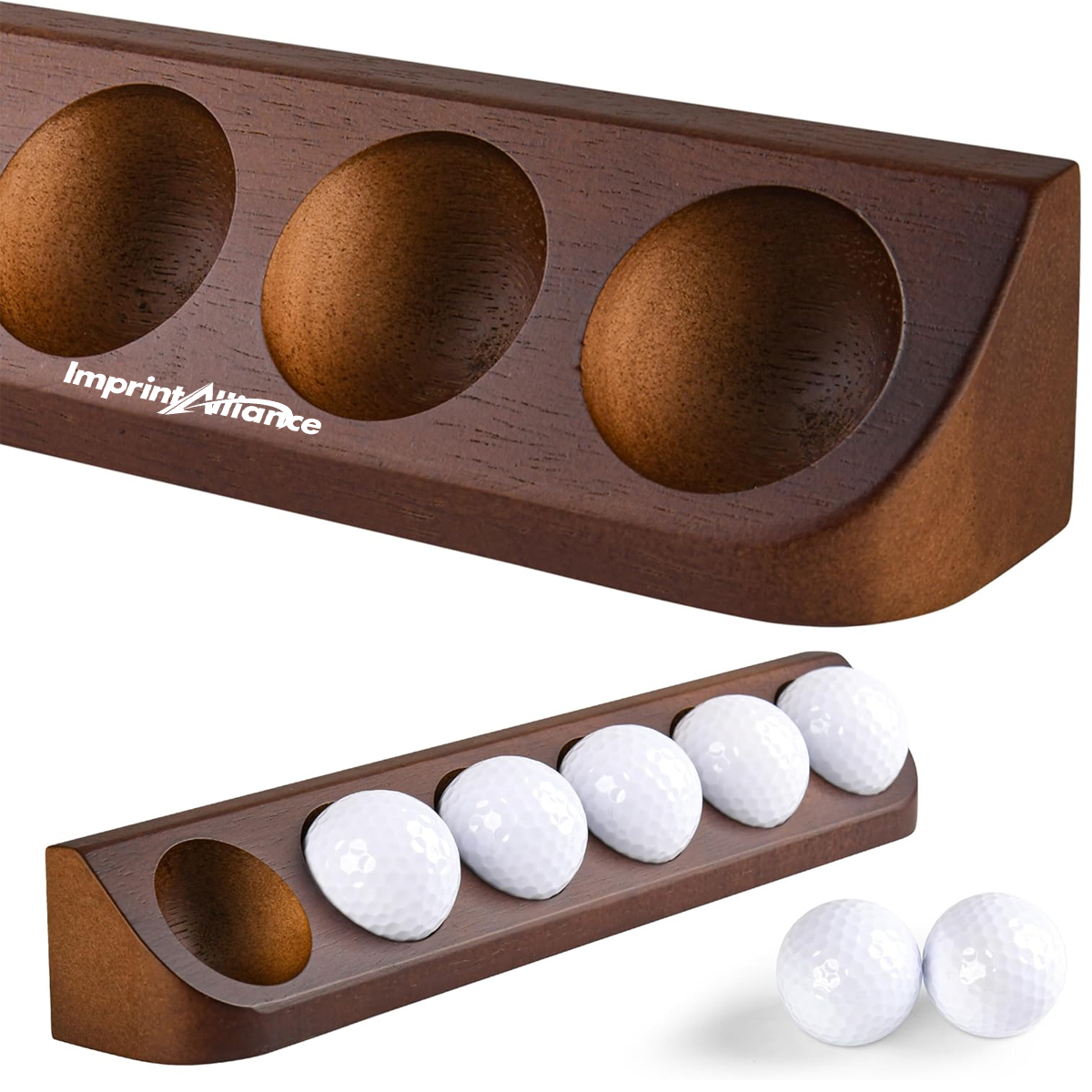 Executive Wooden 5-Ball Golf Display Rack Stand
