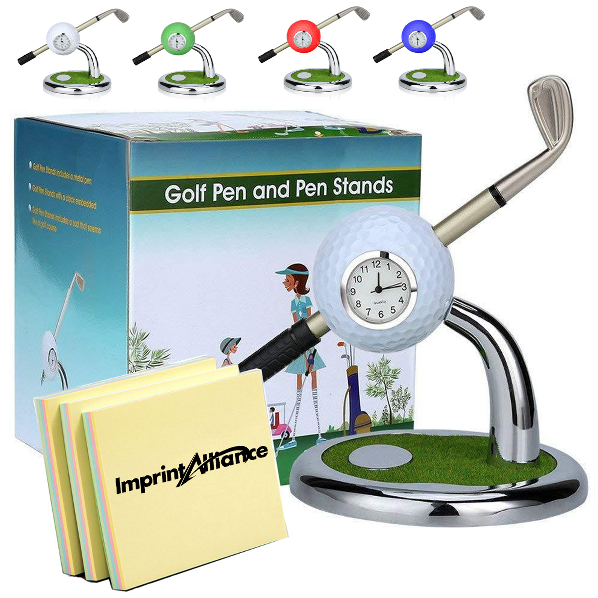 Executive Golf Bag Desk Clock Pen Holder Organizer