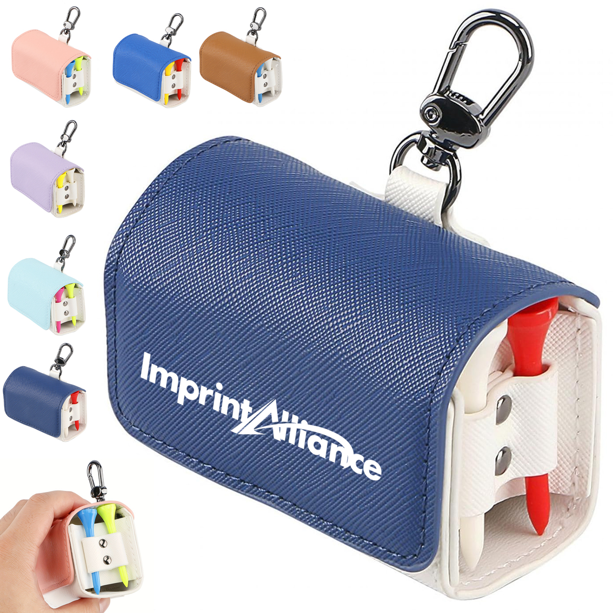Durable PU Leather Golf Ball Pouch Clip-On Waist Bag Carrier