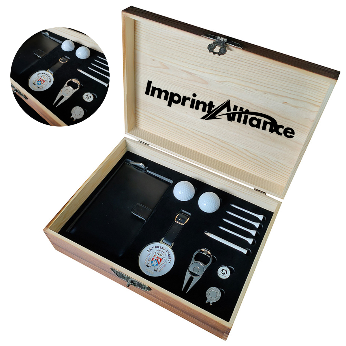 Premium Wooden Gift Box Golf Accessory Set