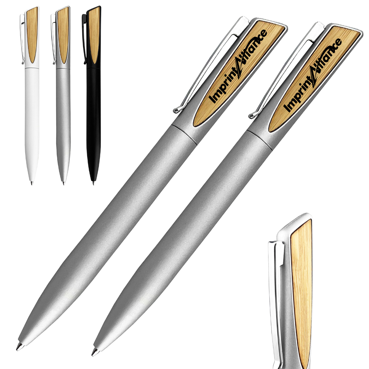 Bamboo Stainless Steel Retractable Ballpoint Pen