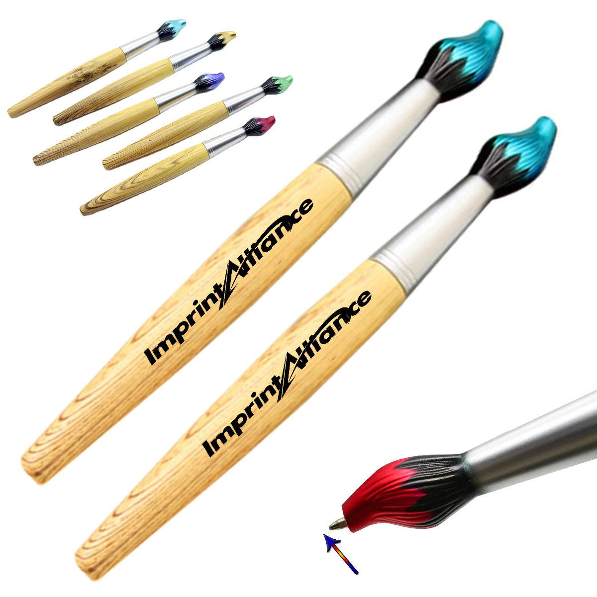 Wood Paintbrush Shaped Ballpoint Pen
