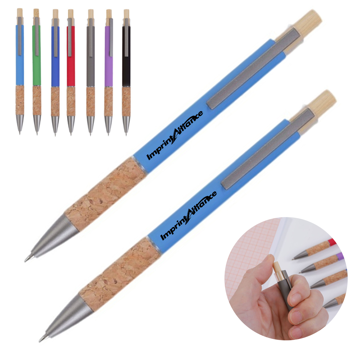 Cork Grip Retractable Pen With Bamboo Plunger