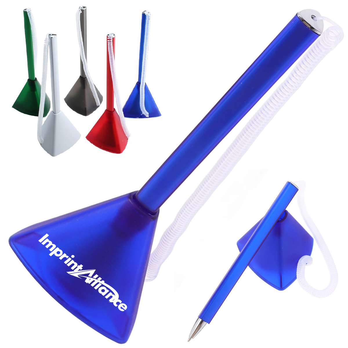 Triangle Base Desk Pen With Coil Cord