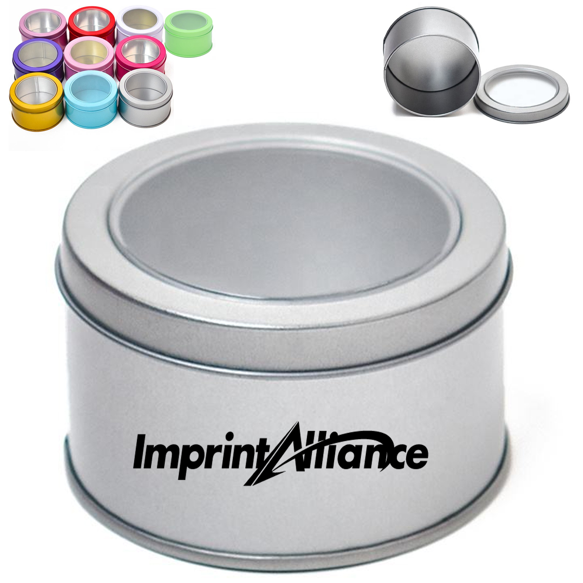 Round Metal Tin Canister with Clear Window Lid