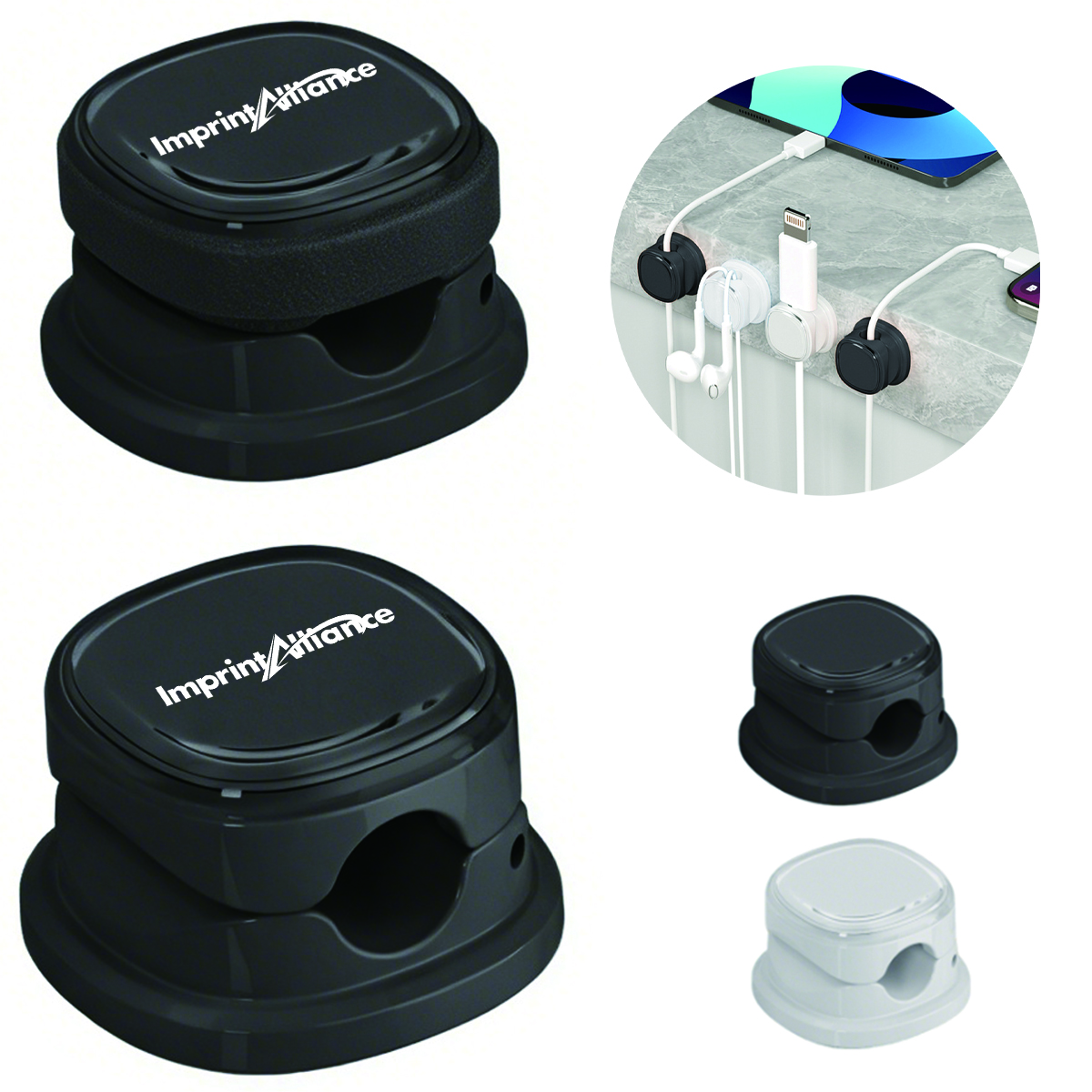 Magnetic Desktop Cable Organizer Clip with Adhesive Base