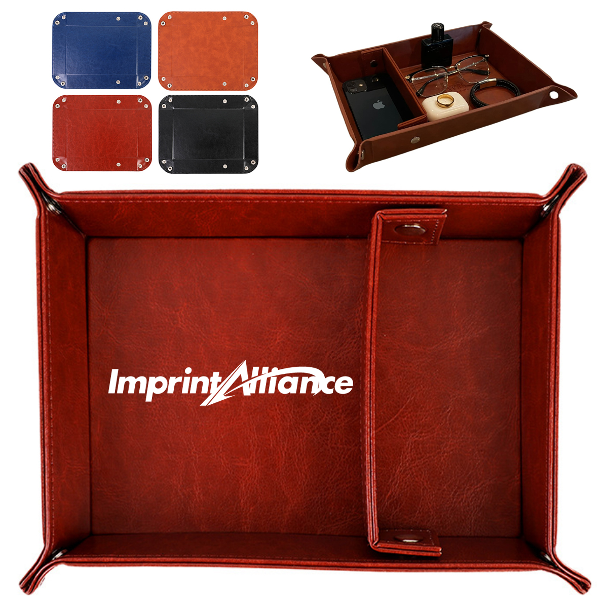 Foldable Square PU Leather Dice Rolling Tray w/ Snap Corners